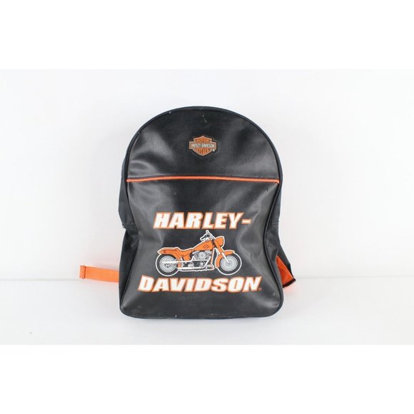 Vintage 90s Harley Davidson Distressed Spell Out Leather Mini Backpack Book Bag main image 7